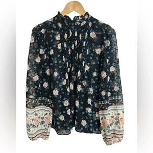 Maison d’ Amelie Semi Sheer Boho Floral Blouse Size L